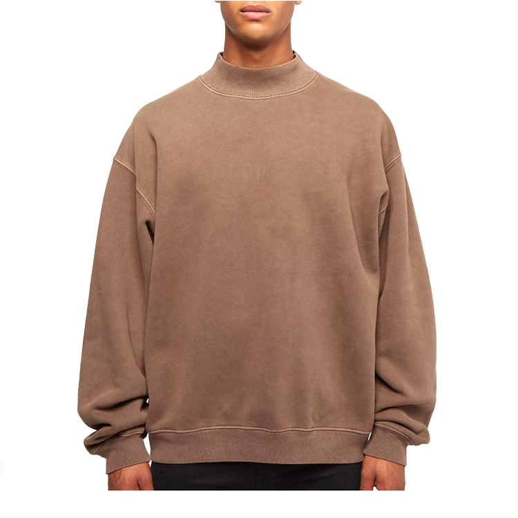 Men'S Fashion Hoodies Custom High Quality 100% Cotton Oversized Mock Neck Sweatshirt
