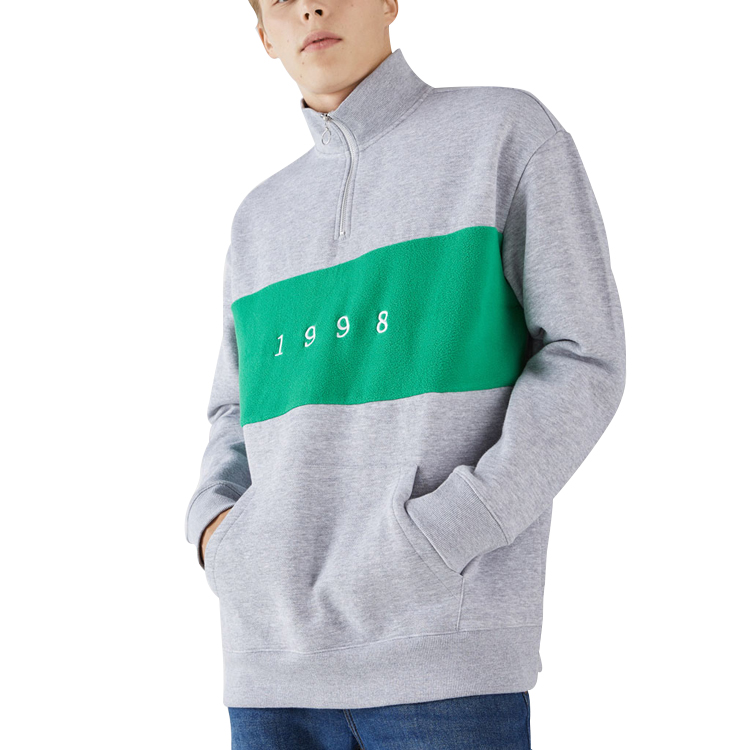 Wholesale clothing custom mens streetwear 1/4 zip pullover embroidered sweatshirt